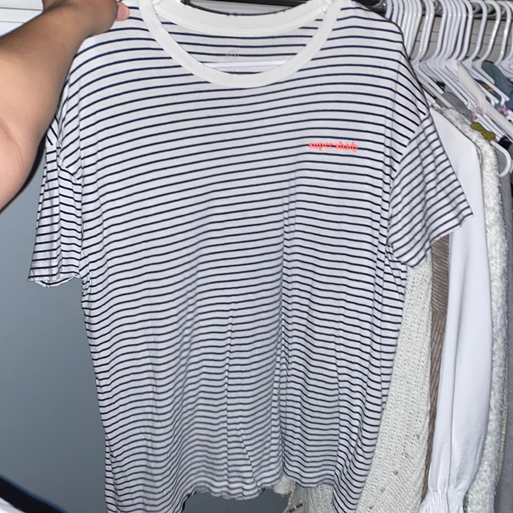 Blue&White Striped Aerie Boyfriend Tee (size medium)